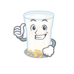 Funny oats milk making Thumbs up gesture