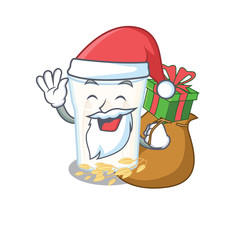 Santa oats milk Cartoon character design having box of gifts