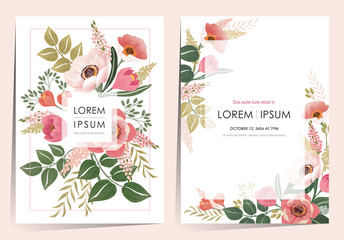  Vector illustration of a beatiful floral frame set for Wedding, anniversary, birthday and party. Design for banner, poster, card, invitation and scrapbook 