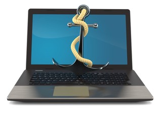 Fototapeta premium Anchor with laptop