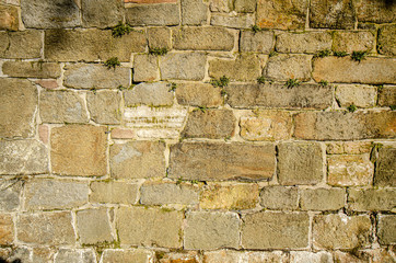 stone wall texture built from sandstone plates