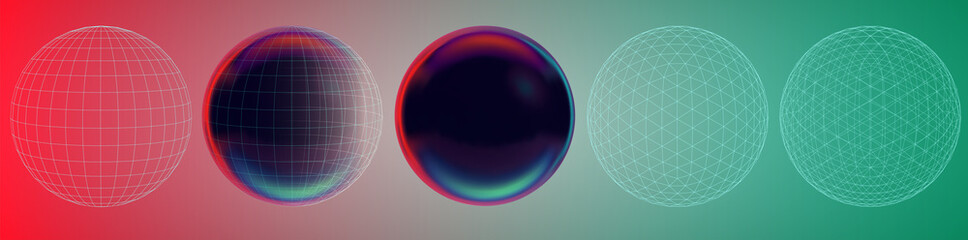 set of vector 3d spheres on a colored background