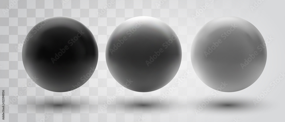 Wall mural set of vector spheres and balls on a white background with a shadow.