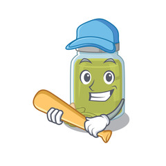 Smiley Funny pumpkin seed butter a mascot design with baseball