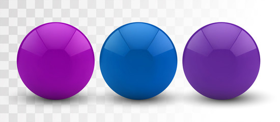 set of vector 3d spheres on a colored background