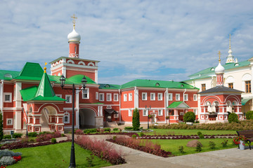 Fototapeta na wymiar On the territory of the Nikolo-Peshnoshsky Monastery in the village of Lugovoi, Dmitrovsky District, Moscow Region. The monastery was founded in 1361.