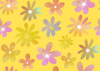 Seamless pattern of watercolor flowers