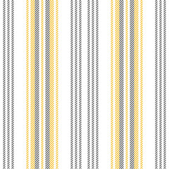 Stripe pattern seamless vector. Grey and yellow vertical textured lines on white background for summer dress, bed sheet, trousers, duvet cover, or other modern textile print.