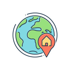 Color illustration icon for global real
