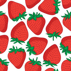 Vector seamless pattern with strawberries. Graphic stylized drawing.