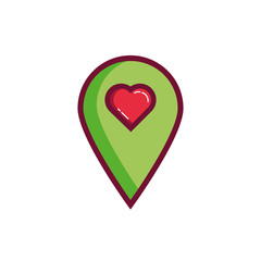 happy valentines day pin location with heart line and fill style