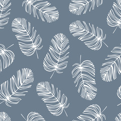 Seamless pattern with hand drawn leaves.