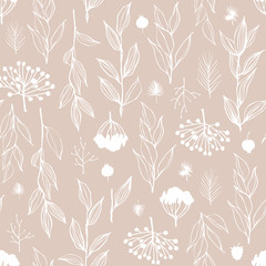 Seamless pattern with hand drawn branches and berries. - 325951528
