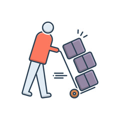 Color illustration icon for moving