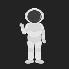 Cosmonaut with hand raised. Cartoon style. Vector illustration.