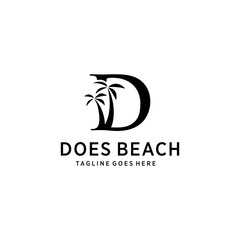 Creative beauty beach modern on D sign  minimalist  logo design Vector