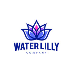 lotus logo flower with oil water droplet icon vector illustration design in trendy linear ouline line style 