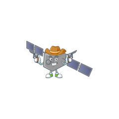 The brave of satellite network Cowboy cartoon character holding guns