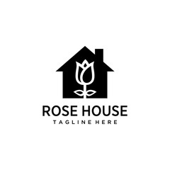 Illustration of a modern small house with a rose inside.