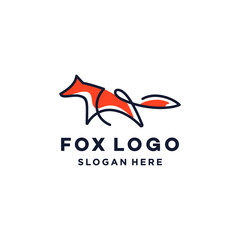 orange fox logo symbol vector icon design abstract line illustration