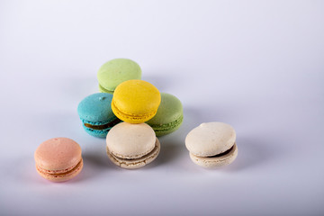 Macarons isolated on white background with shadows