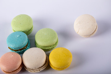 Colorful macarons isolated on white