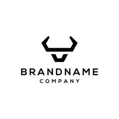 simple geometric line outline buffalo bull el toro head Icon Logo Design mascot tech technology illustration