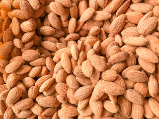 Fototapeta premium Full Frame Shot Of Raw Almonds. Healthy Fresh Food Background.