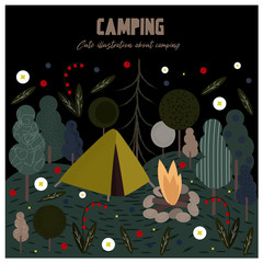 Cute vector illustration about camping