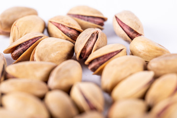 Pistachios on a white background
