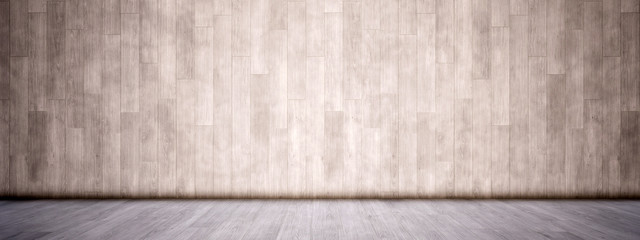 Concept or conceptual vintage or grungy gray background of natural wood or wooden old texture floor and wall as a retro pattern layout. A 3d illustration metaphor to time, material, emptiness,  age