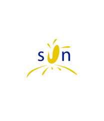 Vector logo design, word: Sun isolated on white background