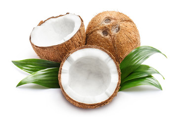 Group of delicious coconuts, isolated on white background