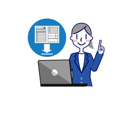 履歴書をダウンロードする女性