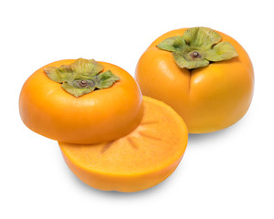 Fresh ripe persimmons isolated on white background, fresh persimmons isolated on white With clipping path