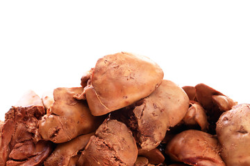 Chicken liver on a white background