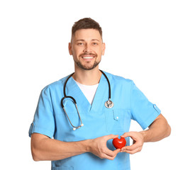 Male cardiologist on white background