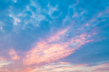 Naklejka na ściany i meble Beautiful sunset clouds. Strato cumulus clouds.