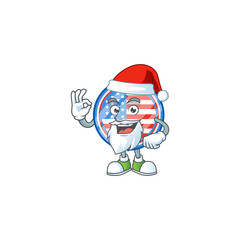 A lovely Santa circle badges USA mascot picture style with ok finger