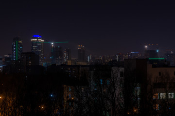 view of the night Yekaterinburg from the meteorological hill.