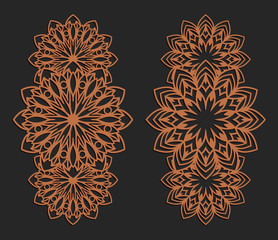 Laser cutting set. Wall panels. Jigsaw die cut ornaments. Lacy cutout silhouette stencils. Fretwork floral patterns. Vector template for paper cutting, metal and woodcut.