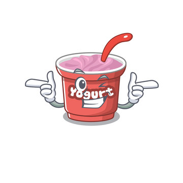 Cute mascot cartoon design of yogurt with Wink eye