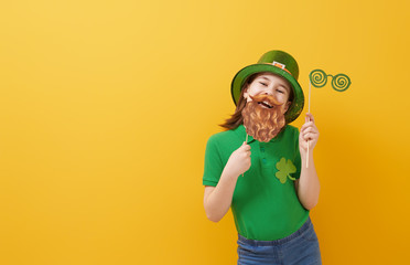 girl in leprechaun hat