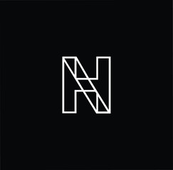 Minimal elegant monogram art logo. Outstanding professional trendy awesome artistic HN NH initial based Alphabet icon logo. Premium Business logo in White color on black background