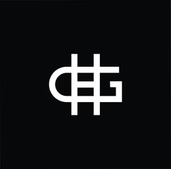 Minimal elegant monogram art logo. Outstanding professional trendy awesome artistic HG GH  initial based Alphabet icon logo. Premium Business logo in White color on black background