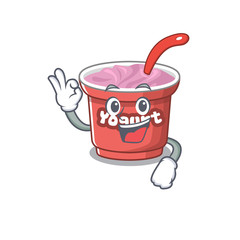 A funny picture of yogurt making an Okay gesture