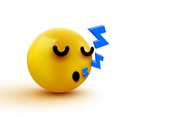 Emoji yellow Sleeping face. Cute Sleeping Emoticon. 3D illustration for chat or message.