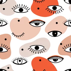 Printed roller blinds Eyes Seamless pattern with psychedelic eyes and contemporary abstract shapes. Different kind of eyes. Texture for textile, packaging, wrapping paper, social media post etc. Vector illustration.