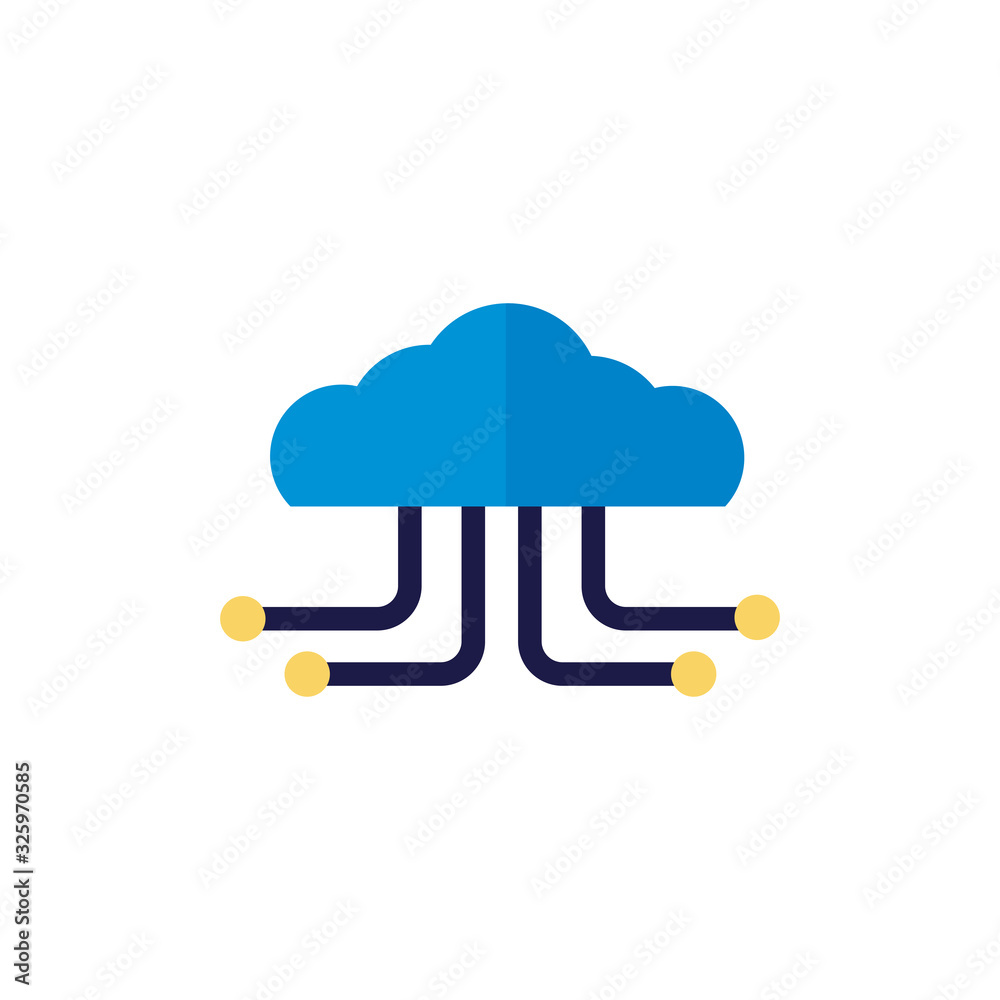 Canvas Prints cloud computing with lines network flat style