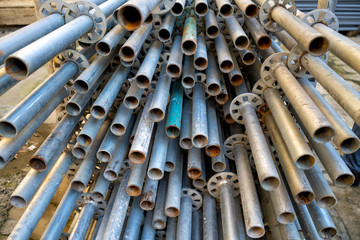 Pile of metal construction poles